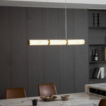 Elegant Alabaster Beam Pendant Light Sculptural with Brass Accents