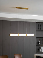 Elegant Alabaster Beam Pendant Light Sculptural with Brass Accents