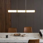 Elegant Alabaster Beam Pendant Light Sculptural with Brass Accents