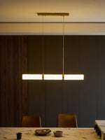 Elegant Alabaster Beam Pendant Light Sculptural with Brass Accents
