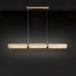 Elegant Alabaster Beam Pendant Light Sculptural with Brass Accents
