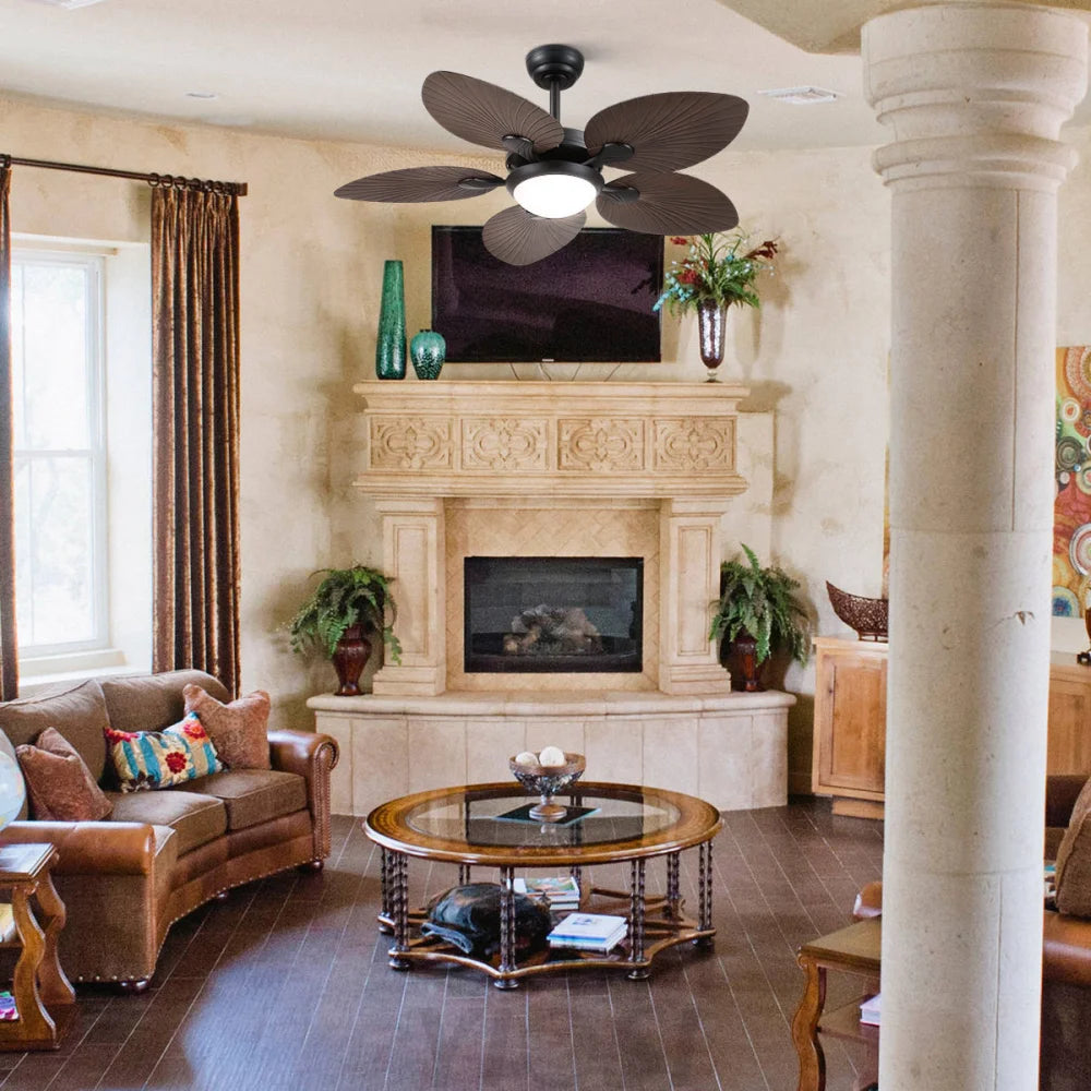 Elegant Tropical Leaf-Style Ceiling Fan with Light & Remote ceiling light