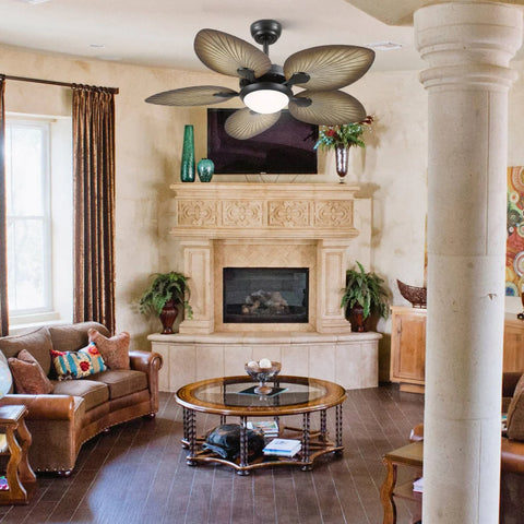 Elegant Tropical Leaf-Style Ceiling Fan with Light & Remote ceiling light