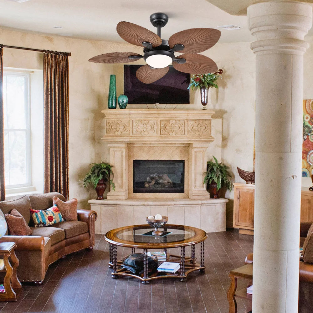 Elegant Tropical Leaf-Style Ceiling Fan with Light & Remote ceiling light