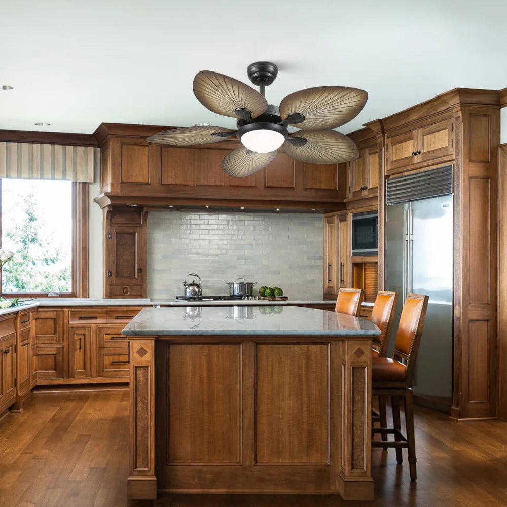Elegant Tropical Leaf-Style Ceiling Fan with Light & Remote ceiling light