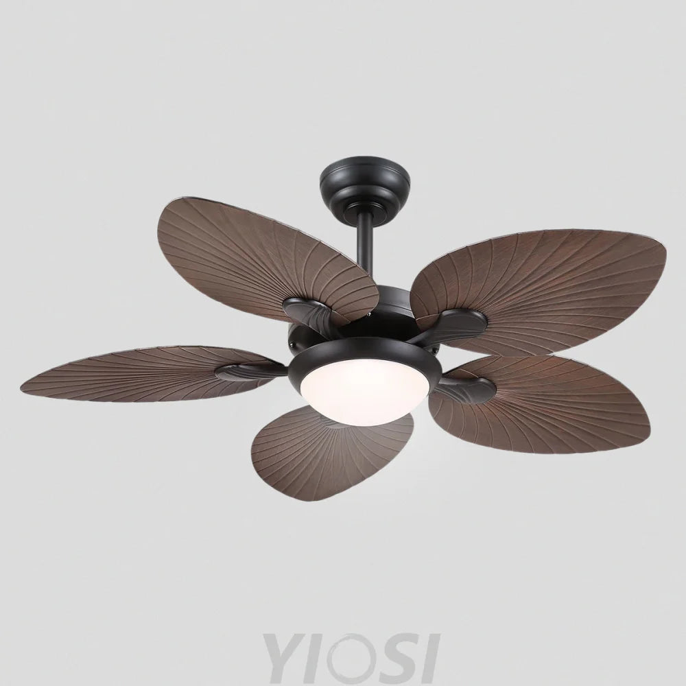 Elegant Tropical Leaf-Style Ceiling Fan with Light & Remote Brown ceiling light