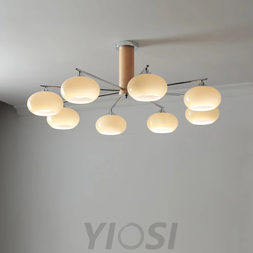 Elliptical Persimmon Chandelier with 3/6/8 heads - Glass Chandelier, Persimmon-1-Yiosilamp