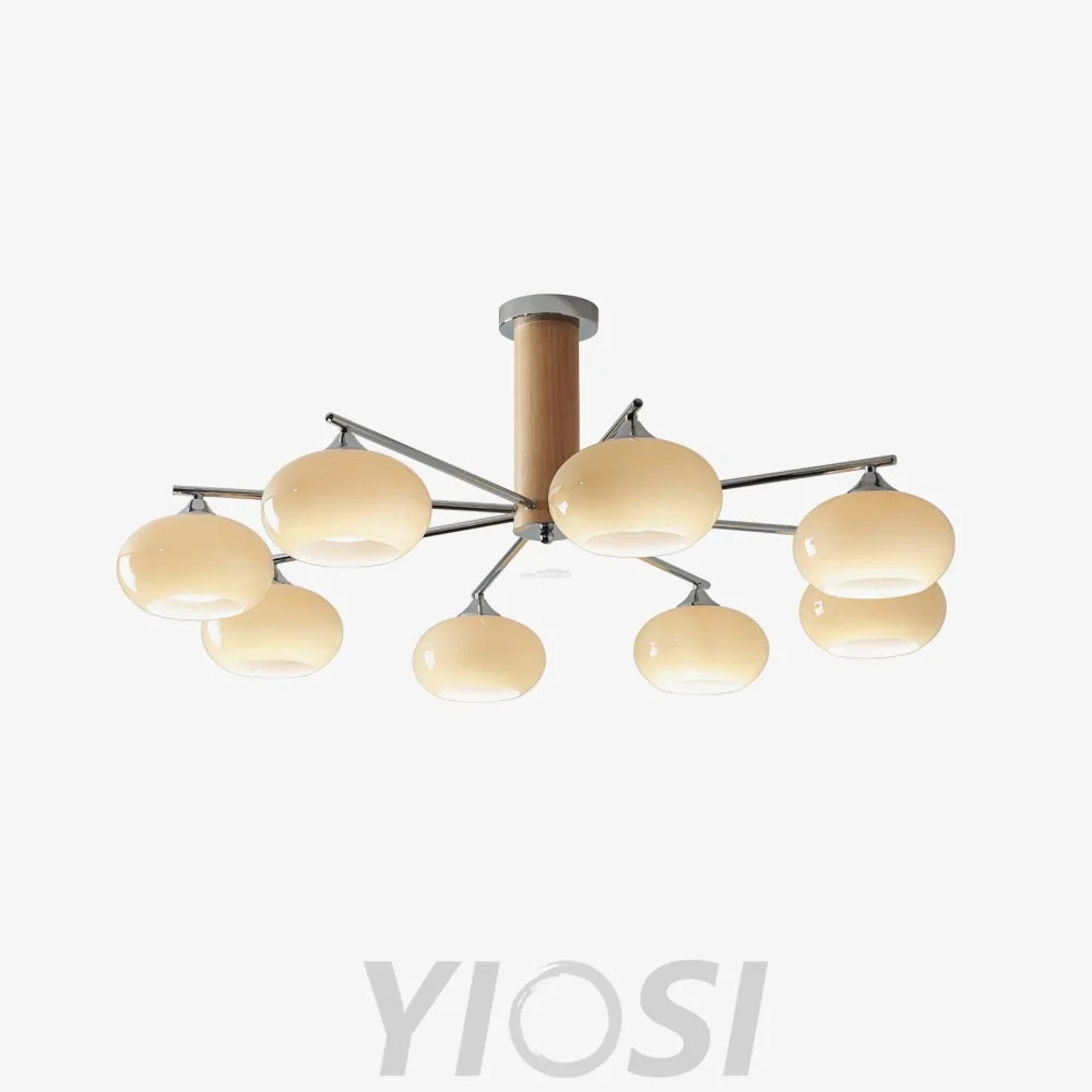 Elliptical Persimmon Chandelier with 3/6/8 heads - Glass Chandelier, Persimmon-1-Yiosilamp