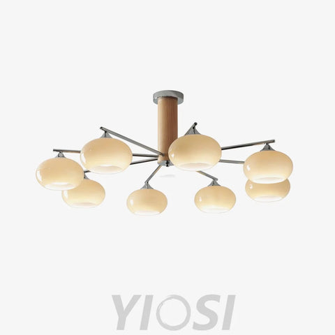 Elliptical Persimmon Chandelier with 3/6/8 heads - Glass Chandelier, Persimmon-1-Yiosilamp