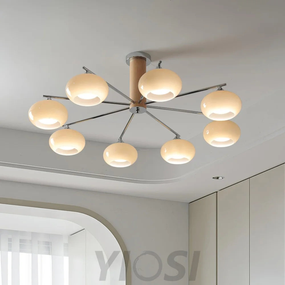 Elliptical Persimmon Chandelier with 3/6/8 heads - Glass Chandelier, Persimmon-1-Yiosilamp