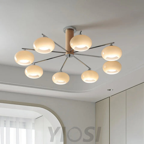 Elliptical Persimmon Chandelier with 3/6/8 heads - Glass Chandelier, Persimmon-1-Yiosilamp