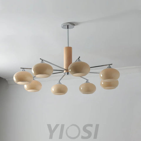 Elliptical Persimmon Chandelier with 3/6/8 heads - Glass Chandelier, Persimmon-1-Yiosilamp