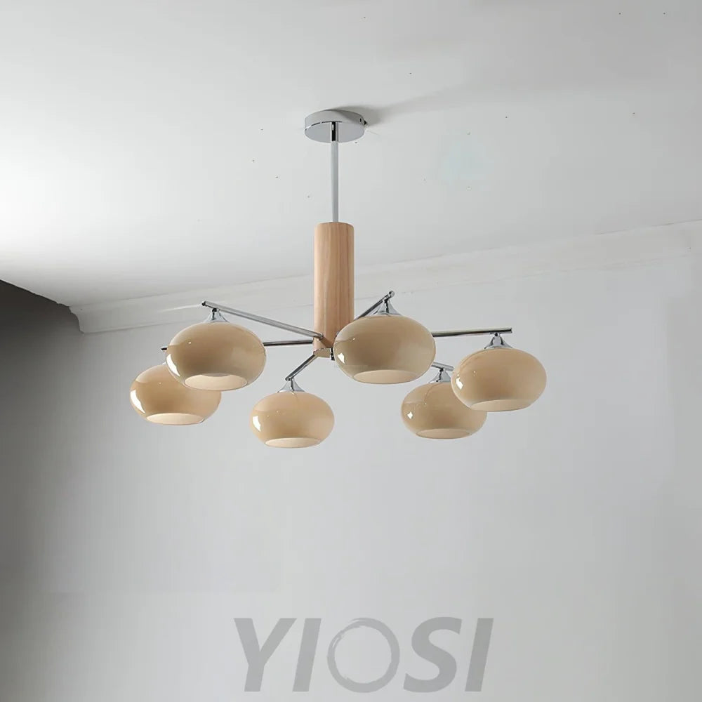 Elliptical Persimmon Chandelier with 3/6/8 heads - Glass Chandelier, Persimmon-1-Yiosilamp