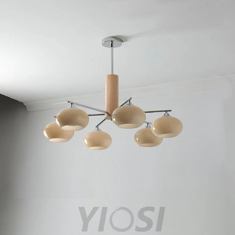 Elliptical Persimmon Chandelier with 3/6/8 heads - Glass Chandelier, Persimmon-1-Yiosilamp