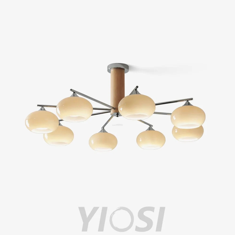 Elliptical Persimmon Chandelier with 3/6/8 heads - Glass Chandelier, Persimmon-1-Yiosilamp