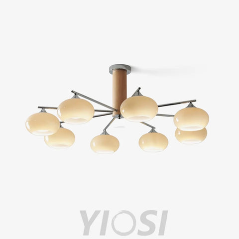 Elliptical Persimmon Chandelier with 3/6/8 heads - Glass Chandelier, Persimmon-1-Yiosilamp