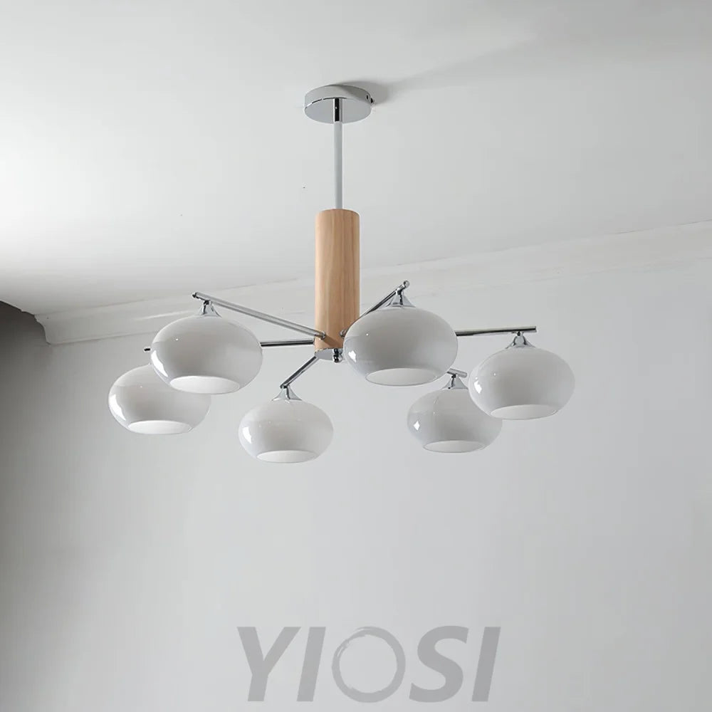 Elliptical Persimmon Chandelier with 3/6/8 heads - Glass Chandelier, Persimmon-1-Yiosilamp