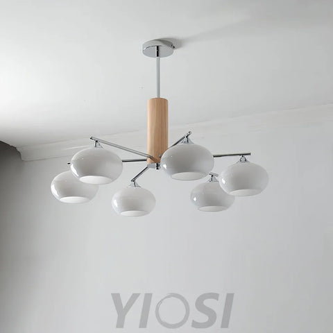 Elliptical Persimmon Chandelier with 3/6/8 heads - Glass Chandelier, Persimmon-1-Yiosilamp