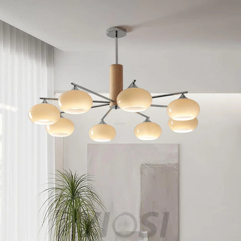 Elliptical Persimmon Chandelier with 3/6/8 heads - Glass Chandelier, Persimmon-1-Yiosilamp