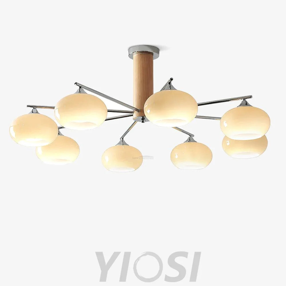 Elliptical Persimmon Chandelier with 3/6/8 heads - Glass Chandelier, Persimmon-1-Yiosilamp