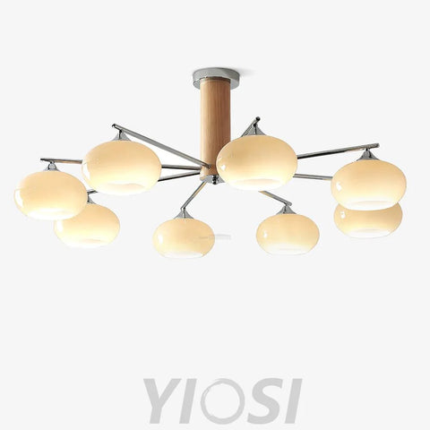 Elliptical Persimmon Chandelier with 3/6/8 heads - Glass Chandelier, Persimmon-1-Yiosilamp