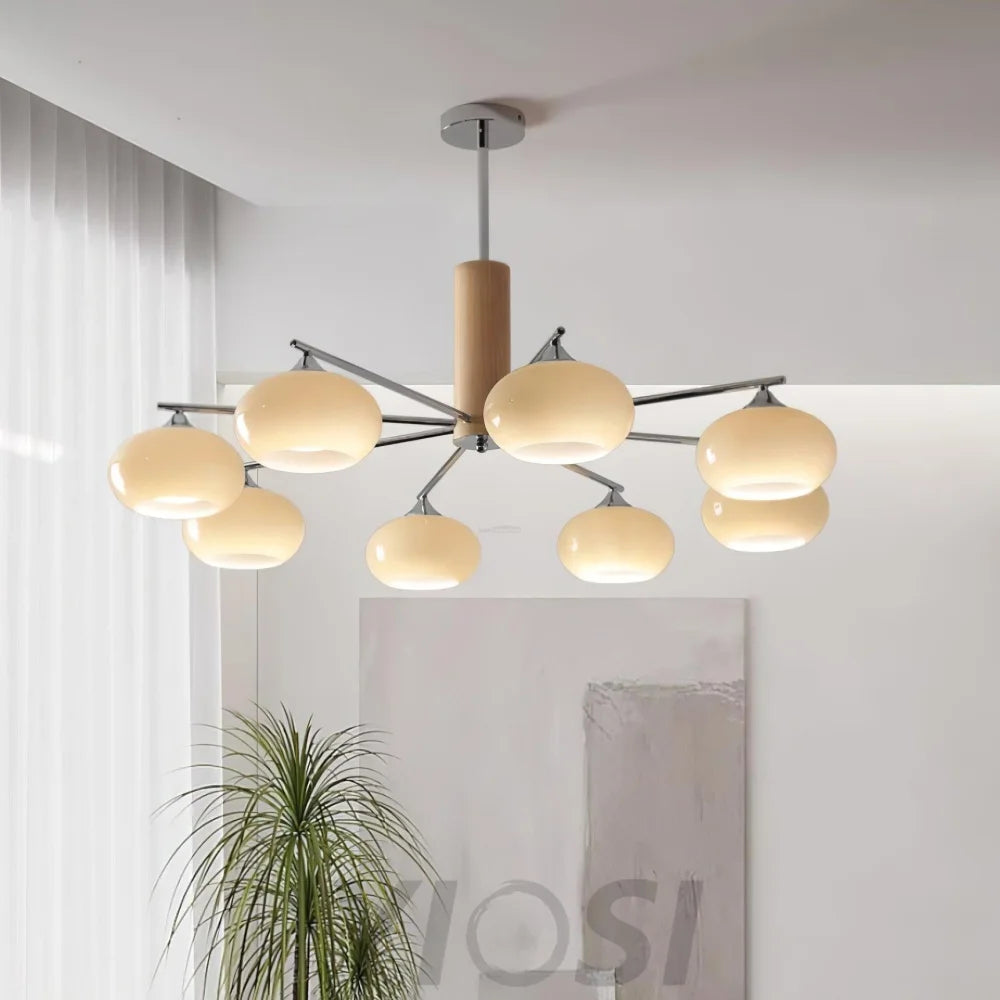 Elliptical Persimmon Chandelier with 3/6/8 heads - Glass Chandelier, Persimmon-1-Yiosilamp