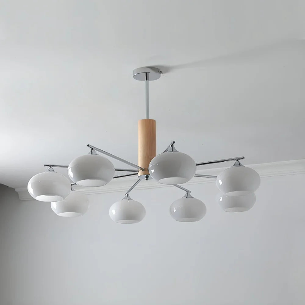 Elliptical Persimmon Chandelier with 3/6/8 heads - Glass Chandelier, Persimmon-1-Yiosilamp
