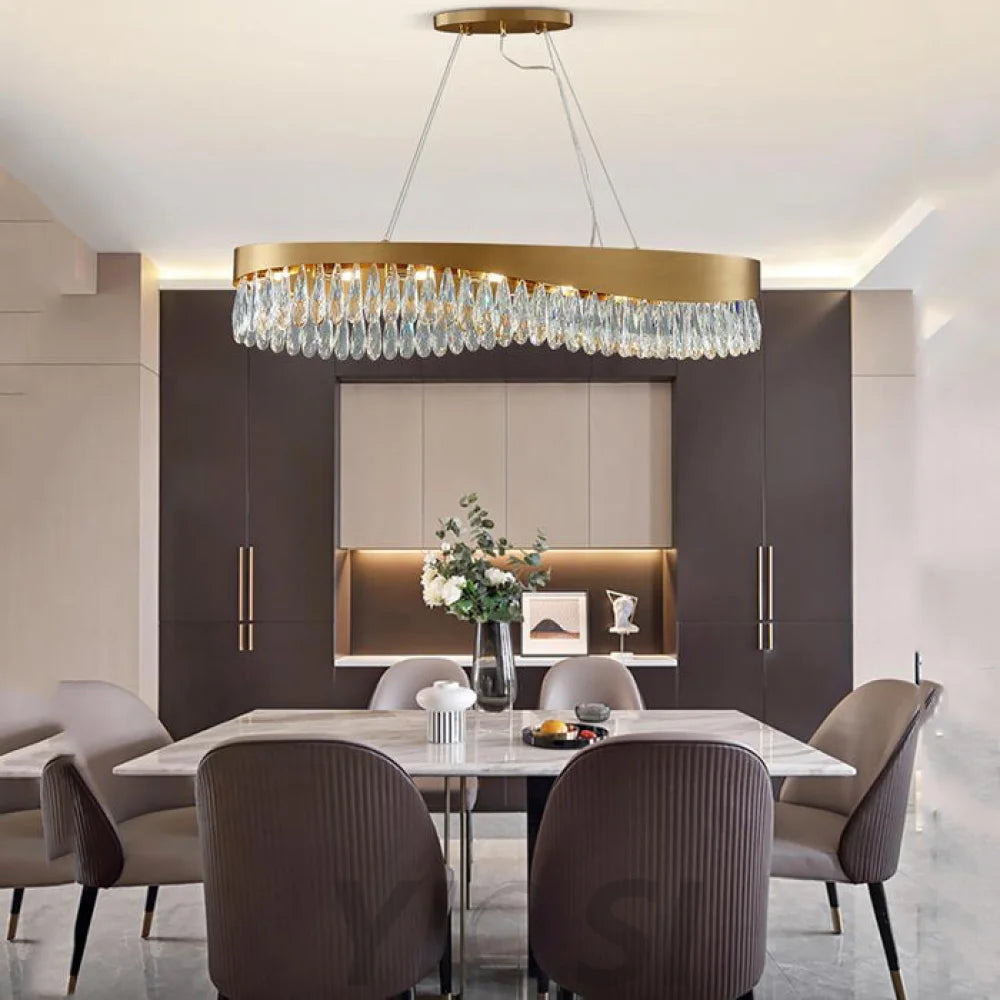 chandelier over kitchen island