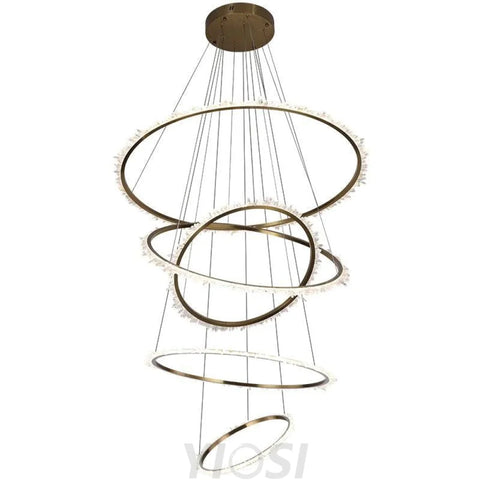 Rock Crystal Multi Rings Chandelier For Staircase - camilalamps