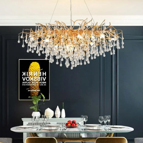 Elsa Raindrop Gold Branch Chandelier