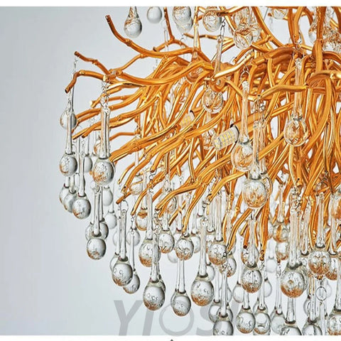 Elsa Raindrop Gold Branch Chandelier