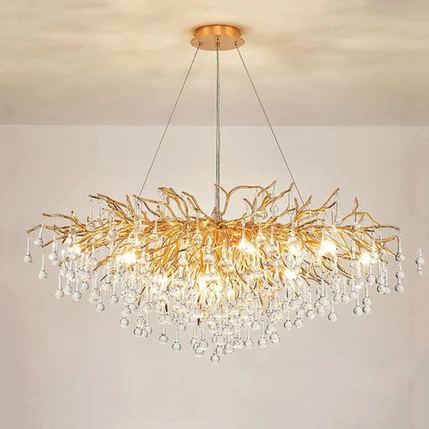 Elsa Raindrop Gold Branch Chandelier 39’’