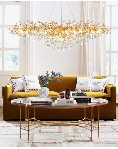 Elsa Raindrop Gold Branch Chandelier 54’’