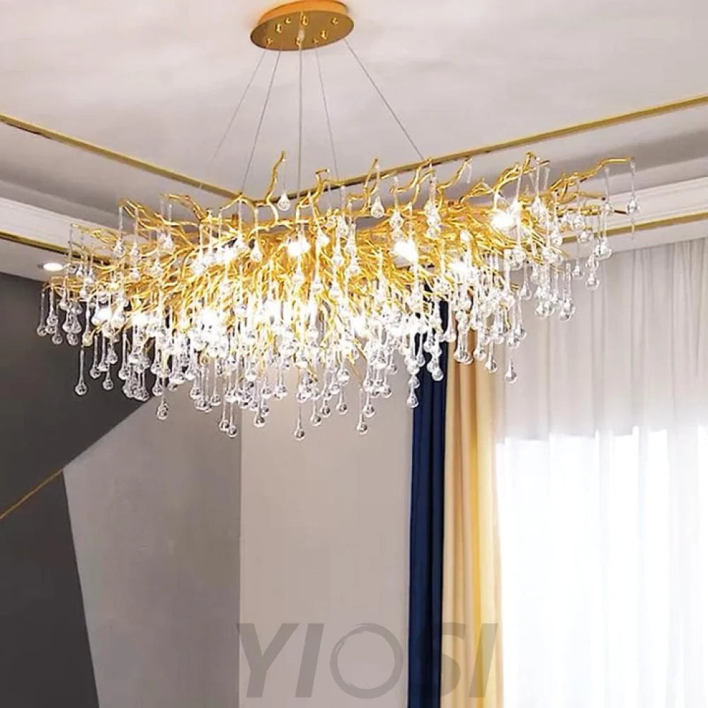 Elsa Raindrop Gold Branch Chandelier