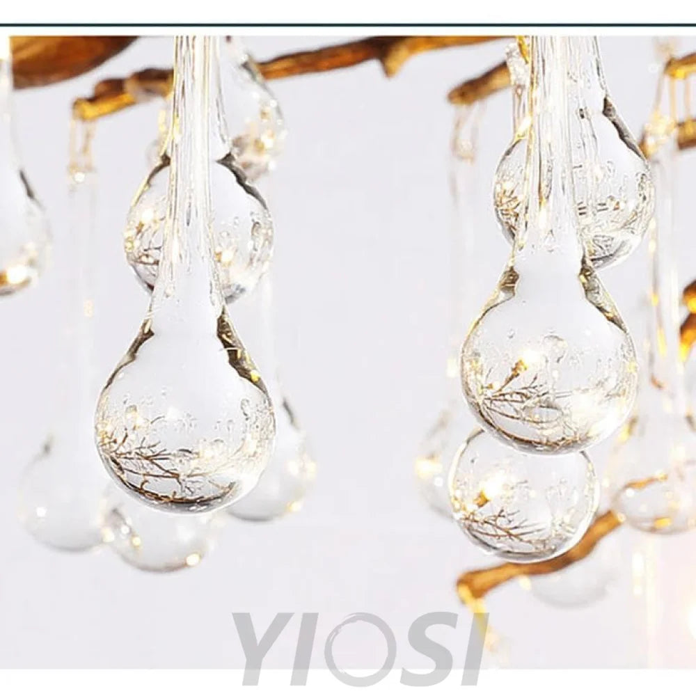 Elsa Raindrop Gold Branch Chandelier