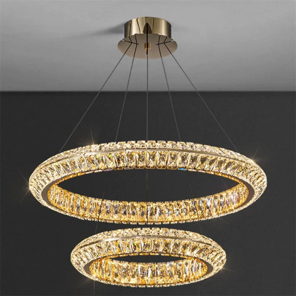 Emilia Modern 2-Tier Round Crystal Ring Chandelier Chandeliers