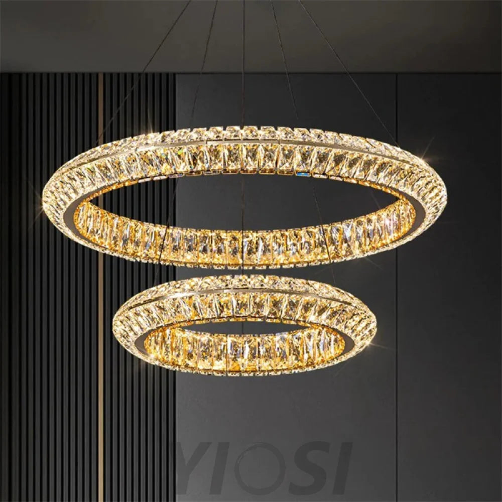 Emilia Modern 2-Tier Round Crystal Ring Chandelier Chandeliers