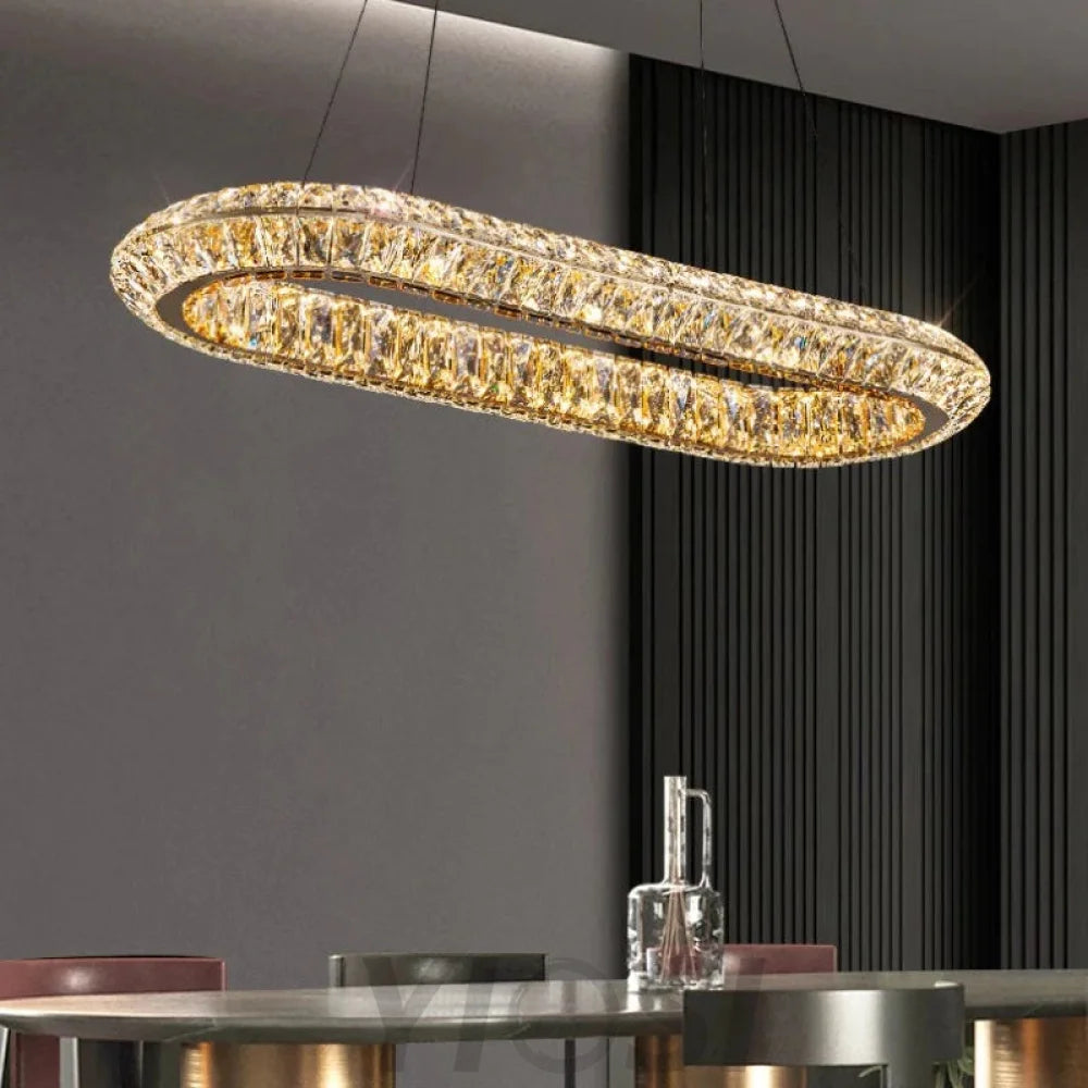 Emilia Modern Crystal Oval Chandelier For Dining Room