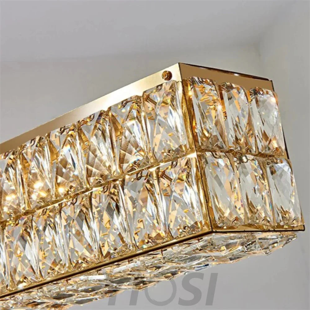 Emilia Modern Crystal Rectangle Chandelier Island