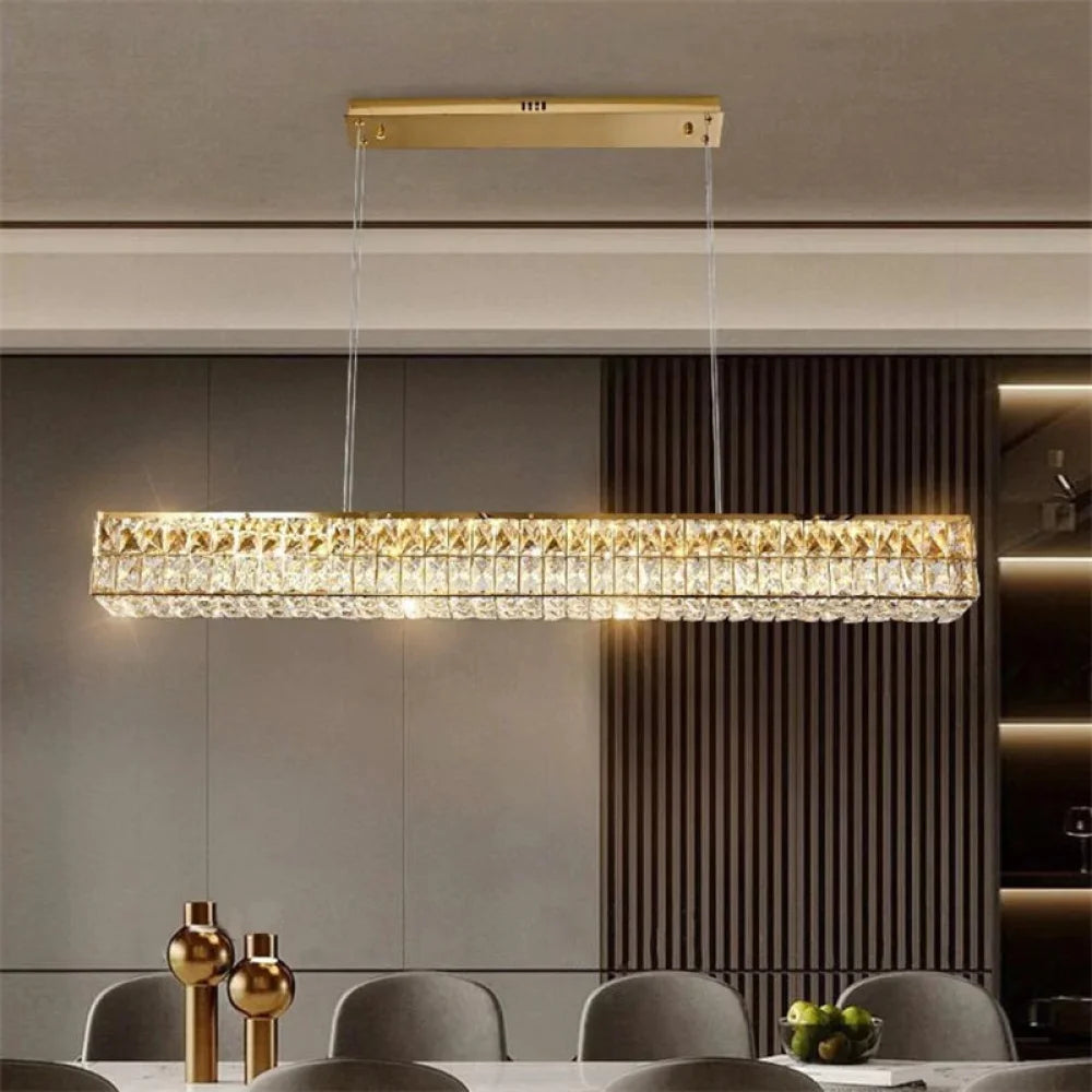 Emilia Modern Crystal Rectangle Chandelier Island 40’’