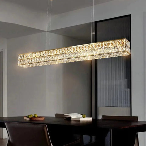 Emilia Modern Crystal Rectangle Chandelier Island 60’’