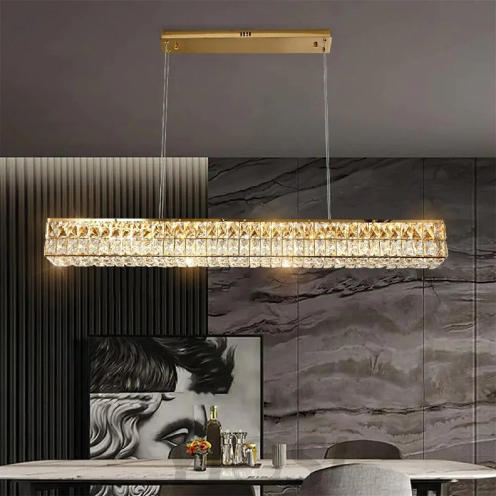 Emilia Modern Crystal Rectangle Chandelier Island