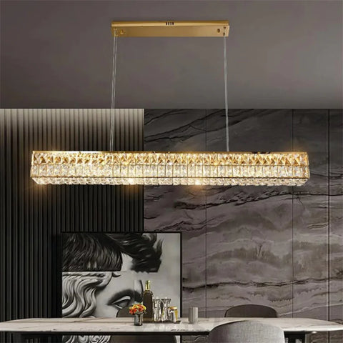 Emilia Modern Crystal Rectangle Chandelier Island