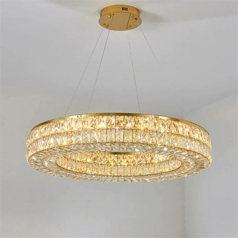 Emilia Modern Crystal Wheel Round Chandelier 24’’ D