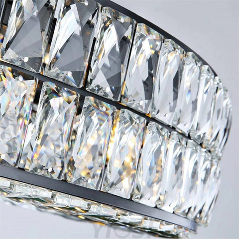 Emilia Modern Crystal Wheel Round Chandelier Black