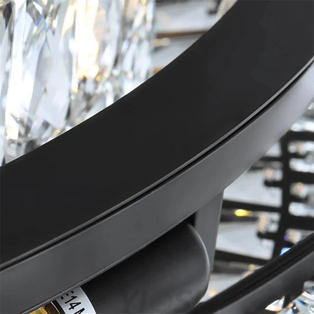 Emilia Modern Crystal Wheel Round Chandelier Black