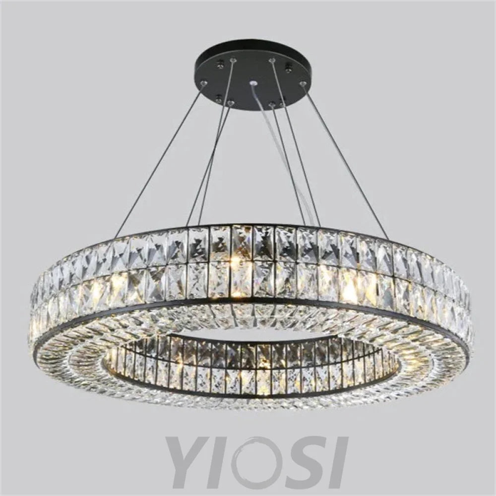 Emilia Modern Crystal Wheel Round Chandelier Black