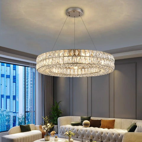 Emilia Modern Crystal Wheel Round Chandelier Chrome 24’’ Chandeliers