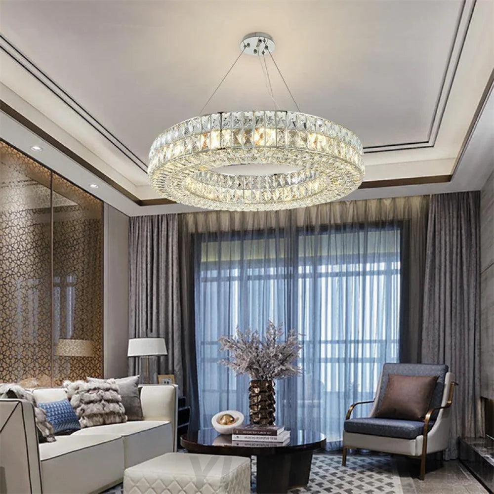 Emilia Modern Crystal Wheel Round Chandelier Chrome 32’’ Chandeliers
