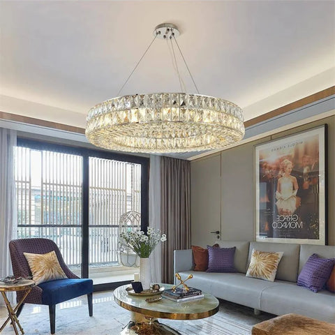 Emilia Modern Crystal Wheel Round Chandelier Chrome Chandeliers